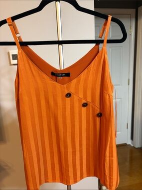 Sugarlips Orange Striped Button-Accent Cami Top